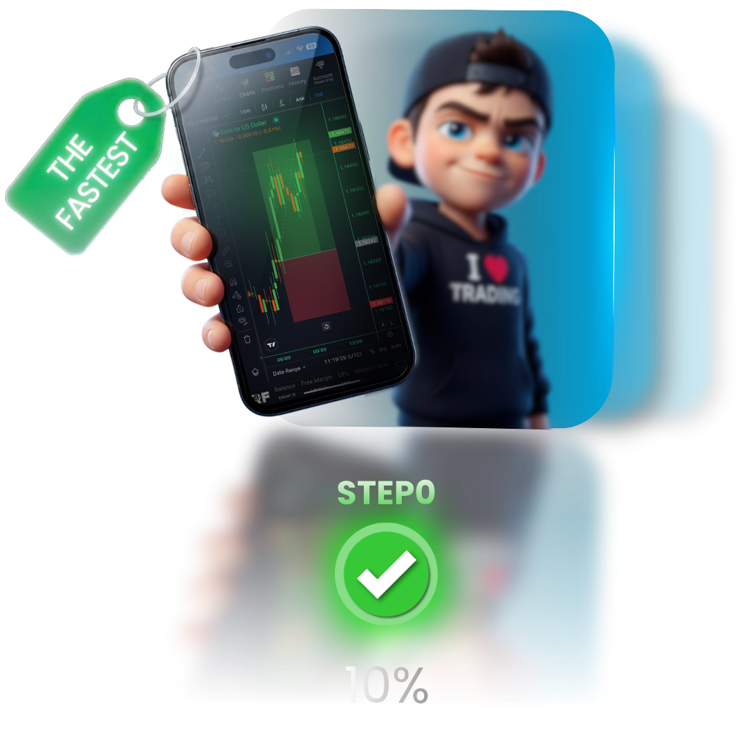 RF Diamond program - Character holding smartphone with trading data