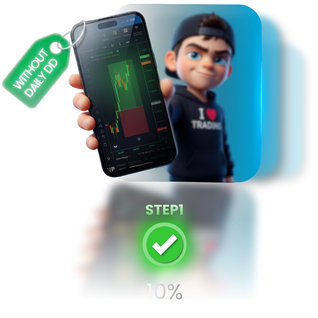 RF Gold program - Cartoon character holding smartphone display