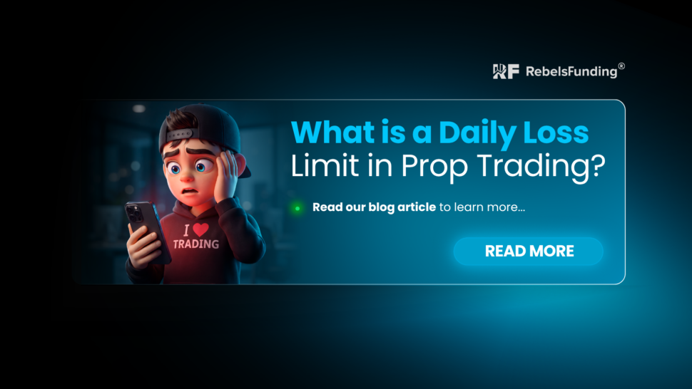 What is a daily loss limit in prop trading? A trader checking losses on a mobile phone.